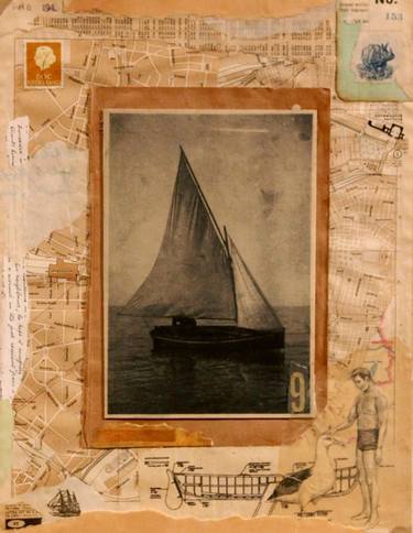 Original Sailboat Collage by James Faulkner