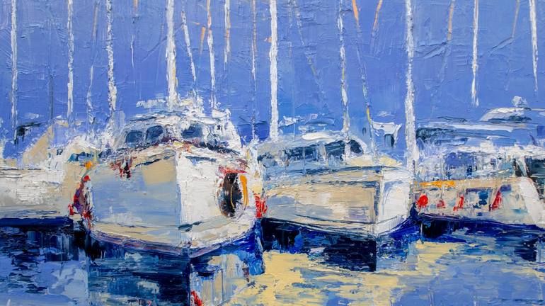 Original Sailboat Painting by Anna Ravliuc