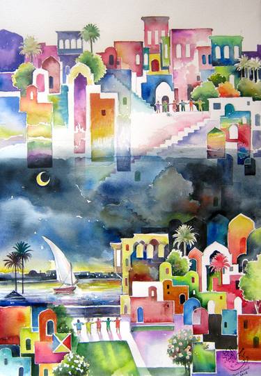 Original Abstract Expressionism Architecture Paintings by Munir Alubaidi