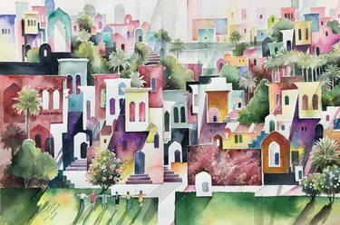 Print of Fine Art Cities Paintings by Munir Alubaidi
