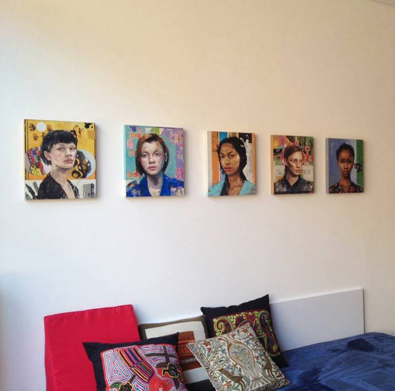 Original Expressionism People Painting by Rossina Bossio