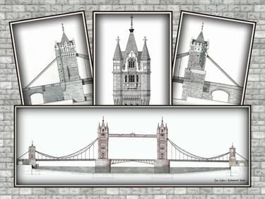 Tower Bridge Montage on Stone - Vignette thumb