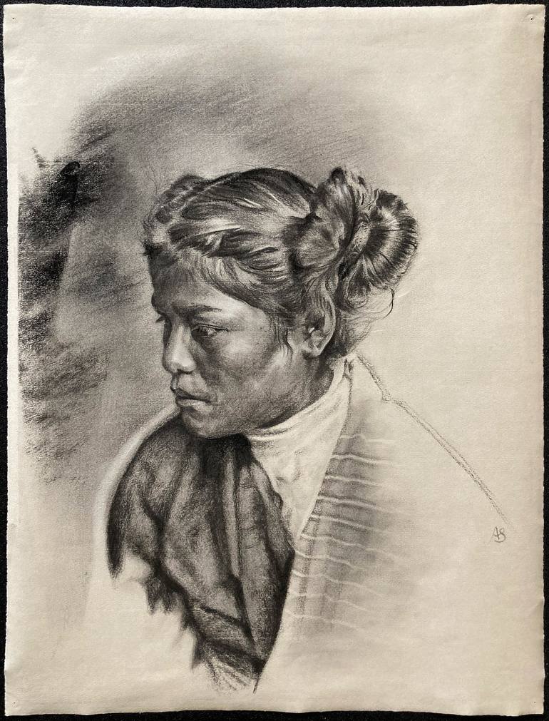 Original Portraiture People Drawing by Axel Saffran