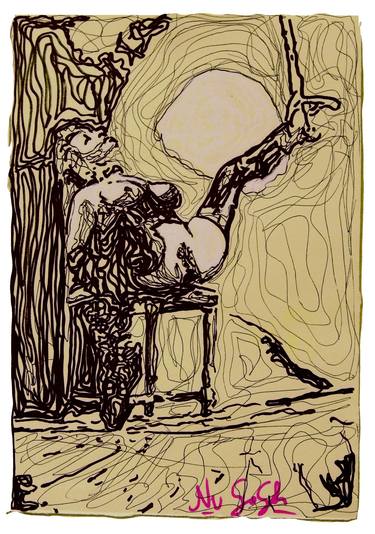 Original Abstract Expressionism Erotic Painting by Jacob Hitt