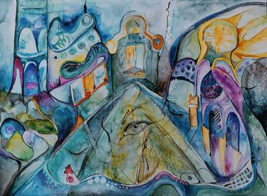 Print of Surrealism Cities Paintings by Anna Wasniewska