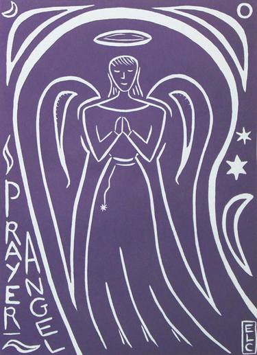 Prayer Angel (violet) Original Print 1/3 thumb