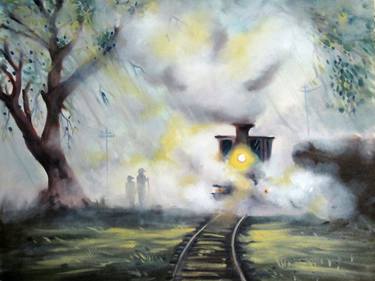 Print of Realism Train Paintings by M R Sugumaran Nair