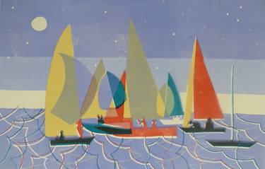 Original Sailboat Printmaking by Lisa Takahashi