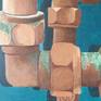 Inspired by the green rust building up on the copper pipes at work, 'Pipes' is an exploration of colour and form.