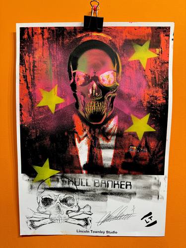 Skull Banker 1 of 1 embellished screen print thumb