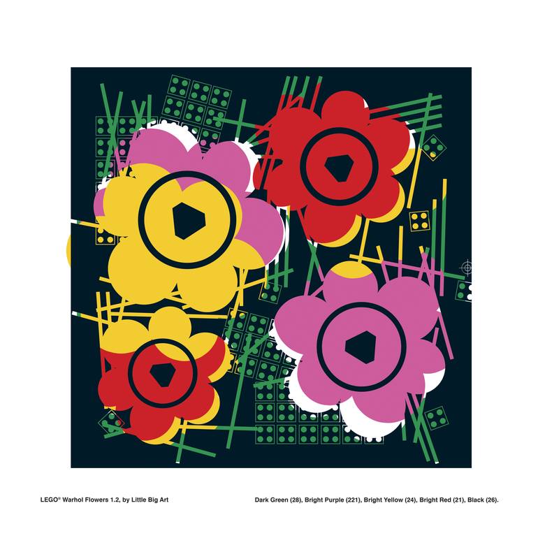 LEGO Warhol Flowers 1.2 Mixed Media by Little Big Art by Andy