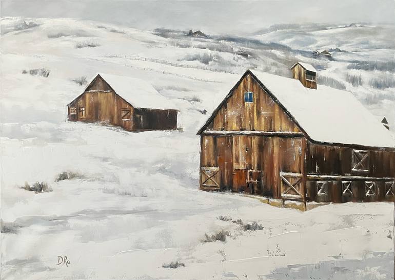 Winter Barns Painting by Diana Ra | Saatchi Art