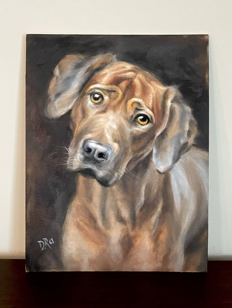 Original Fine Art Dogs Painting by Diana Ra