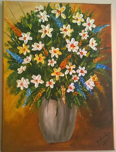 Original Fine Art Floral Painting by Kumari V Singh