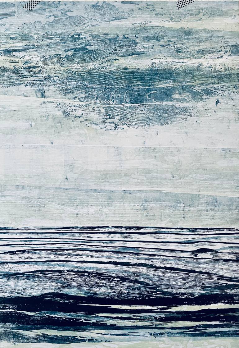 Original Landscape Printmaking by Gesa Reuter  Abstract Art on Paper  Sea