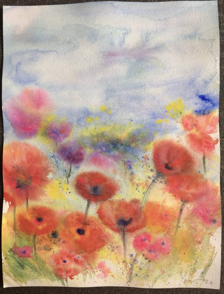 Original Abstract Floral Painting by Gesa Reuter