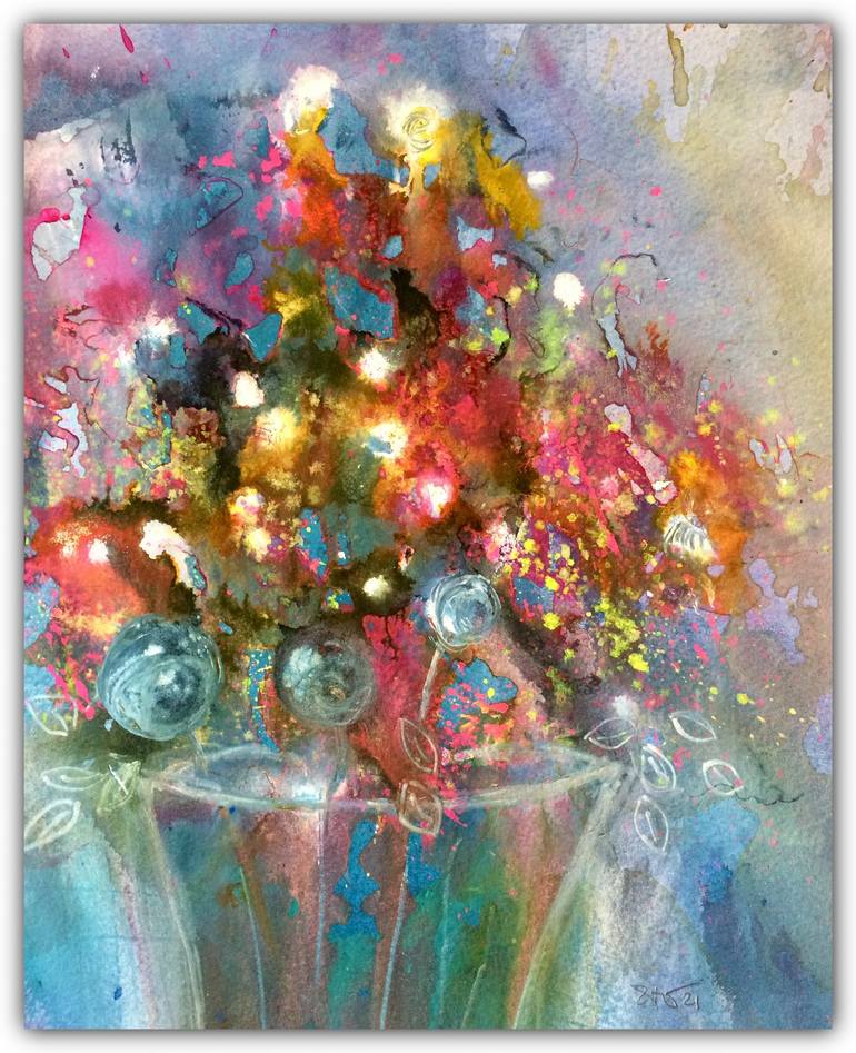 Original Abstract Floral Painting by Gesa Reuter