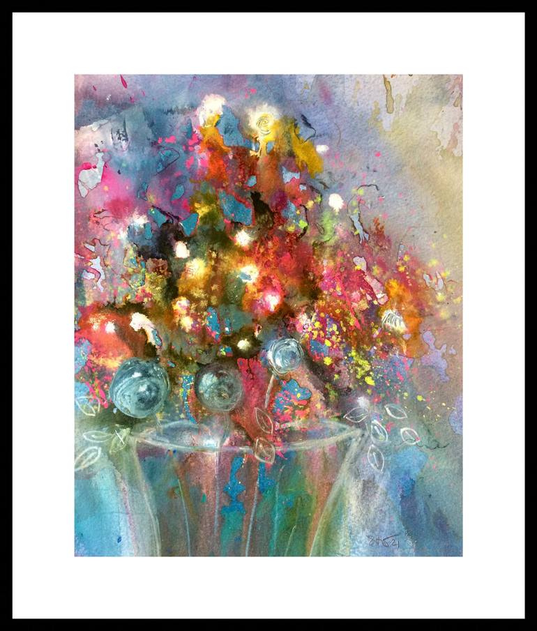 Original Abstract Floral Painting by Gesa Reuter