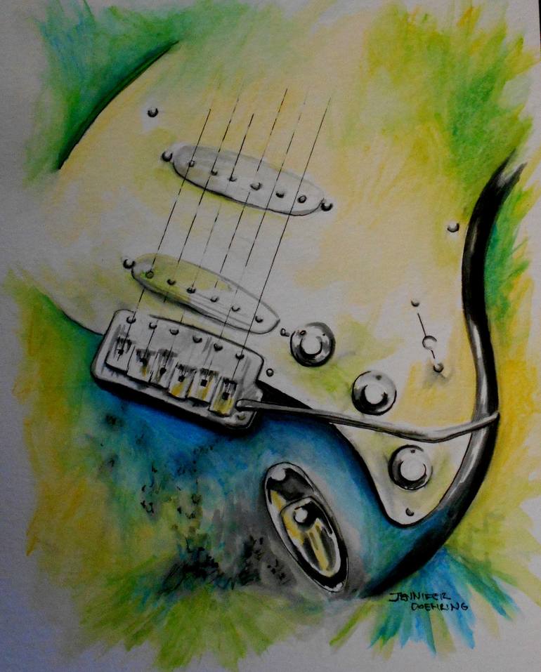 guitar drawings art