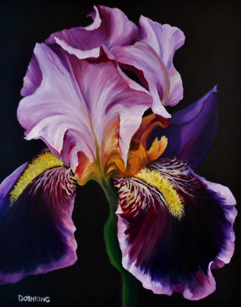 Iris in the Dark Painting by Jennifer Doehring | Saatchi Art