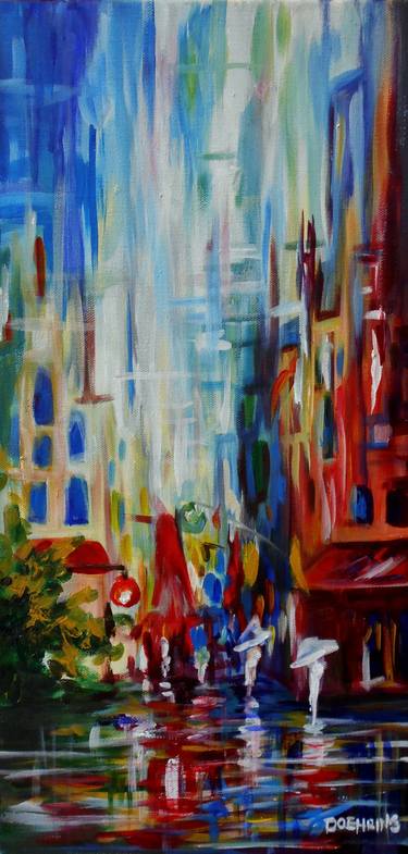 Original Abstract Expressionism Cities Paintings by Jennifer Doehring