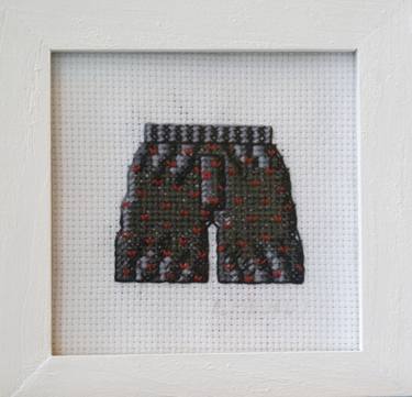 Black Boxers with Hearts - Textile Artwork thumb