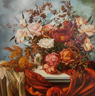 Original Fine Art Floral Paintings by Leo Art