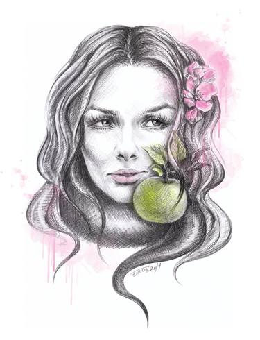 Original Figurative Portrait Drawings by E Drawings