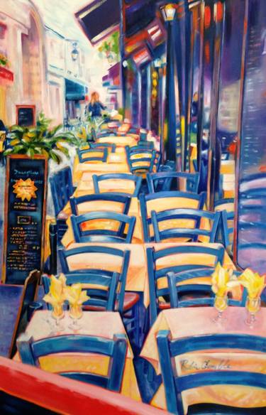 Blue Cafe Painting By Robin Gamble Saatchi Art