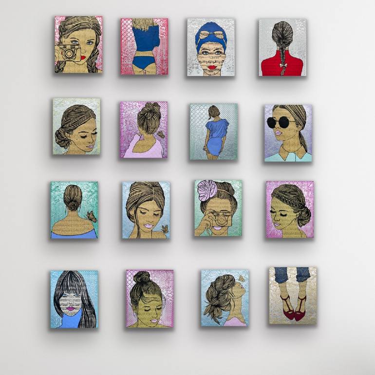 Original Art Deco People Mixed Media by Martina Niederhauser-Landtwing