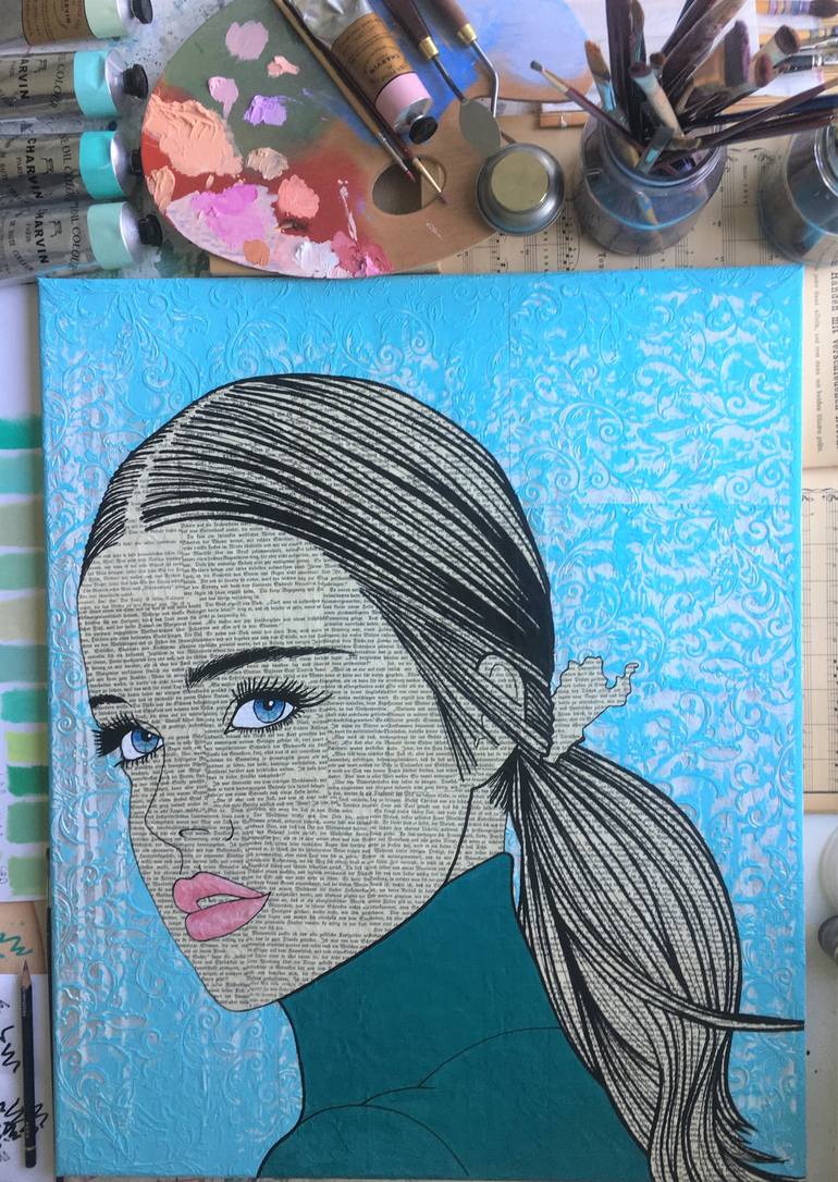 Original Pop Art Women Painting by Martina Niederhauser-Landtwing