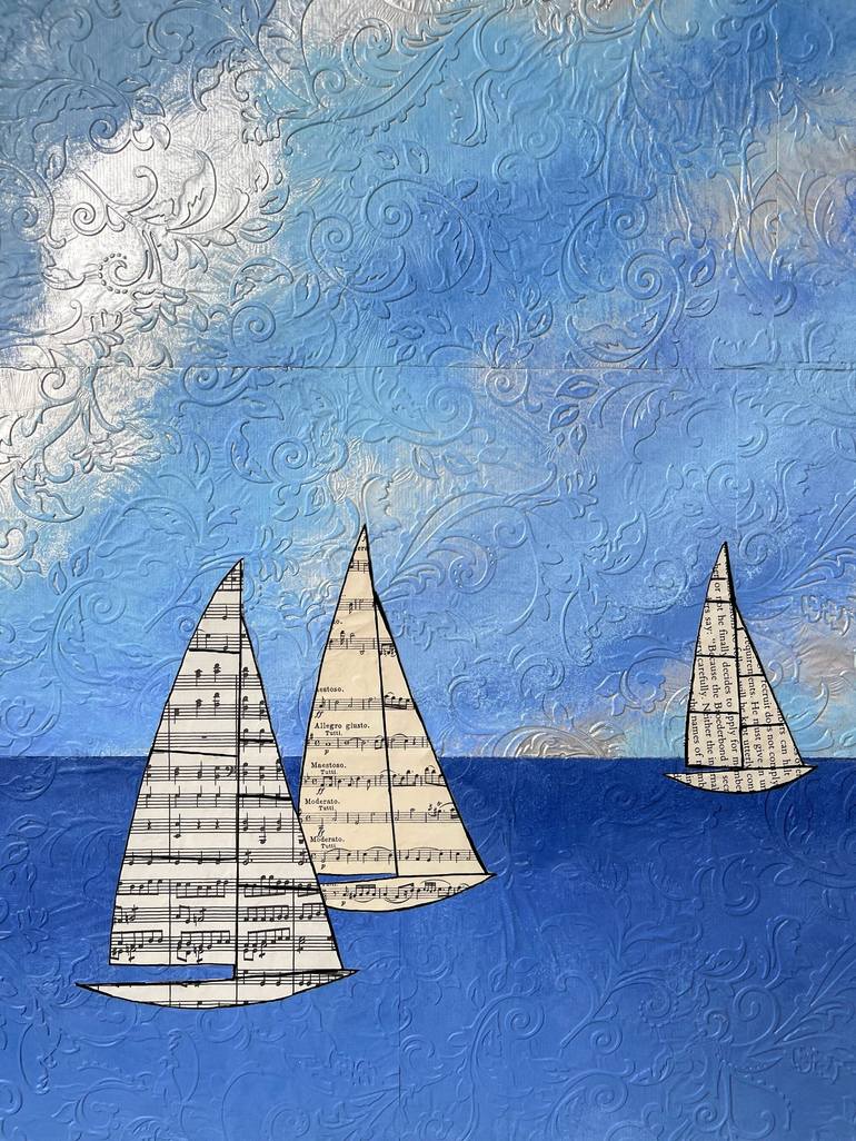 Original Abstract Sailboat Painting by Martina Niederhauser-Landtwing