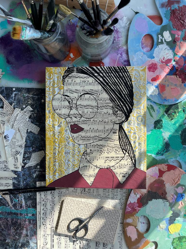 Original Expressionism People Painting by Martina Niederhauser-Landtwing