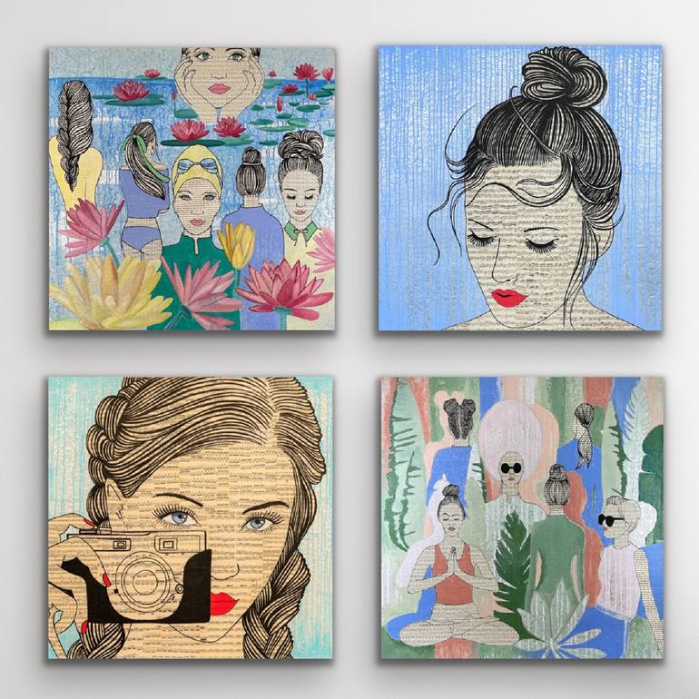Original Pop Art People Painting by Martina Niederhauser-Landtwing