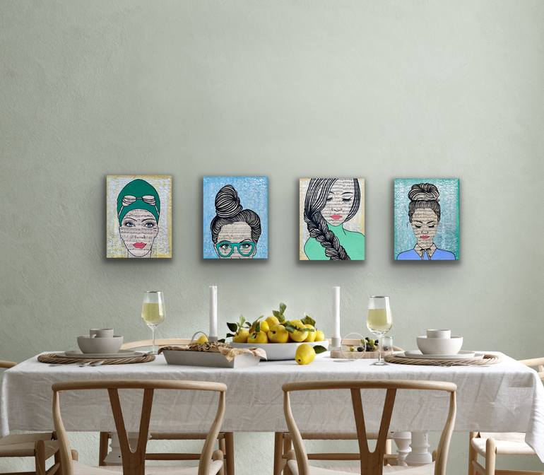 Original Pop Art People Painting by Martina Niederhauser-Landtwing