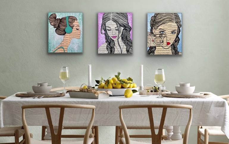 Original Pop Art People Painting by Martina Niederhauser-Landtwing