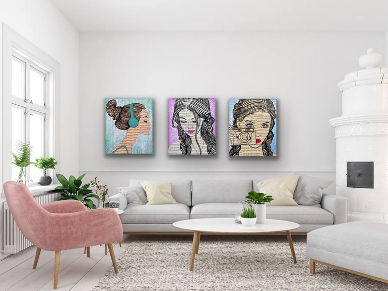 Original Pop Art People Painting by Martina Niederhauser-Landtwing