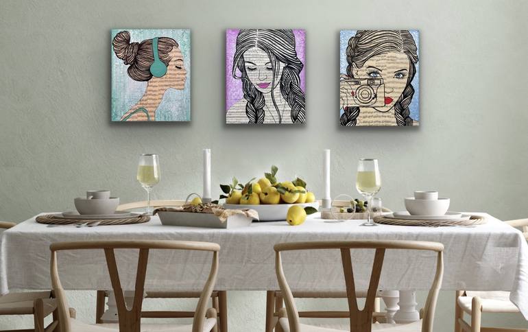 Original Pop Art Portrait Painting by Martina Niederhauser-Landtwing