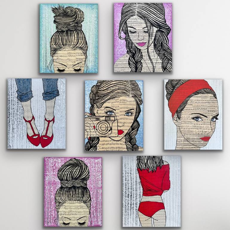 Original Pop Art People Painting by Martina Niederhauser-Landtwing