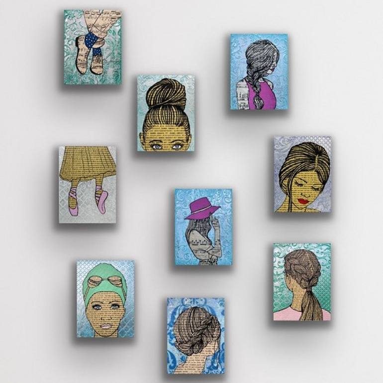 Original Pop Art People Collage by Martina Niederhauser-Landtwing