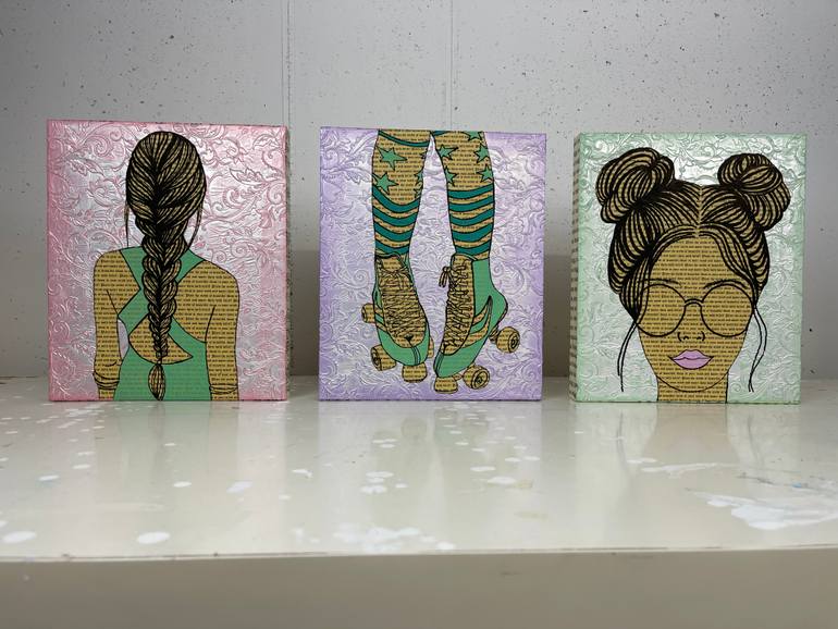 Original Art Deco People Painting by Martina Niederhauser-Landtwing