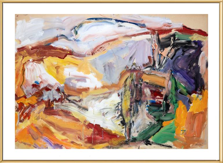 Original Abstract Expressionism Landscape Painting by Ahmed Borai