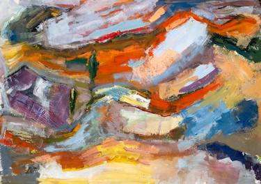 Original Abstract Expressionism Landscape Painting by Ahmed Borai