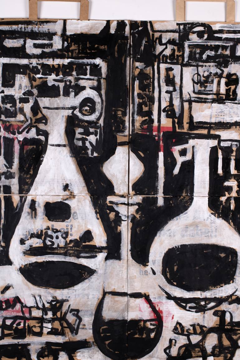 Original Black & White Science/Technology Mixed Media by Ahmed Borai