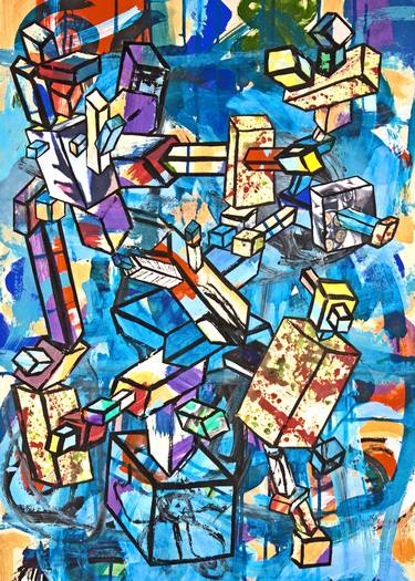 Original Cubism Abstract Collage by Ahmed Borai