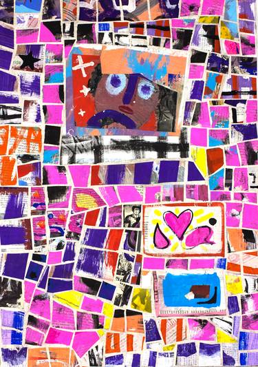 Original Abstract Expressionism Family Collage by Ahmed Borai
