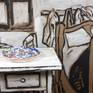Dream Room Line - painted and collaged art objects made of corrugated cardboard, design sculptures for the room or wall.
Decor: lucky numbers on a plate