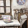Dream Room Line - painted and collaged art objects made of corrugated cardboard, design sculptures for the room or wall.
Decor: lucky numbers on a plate