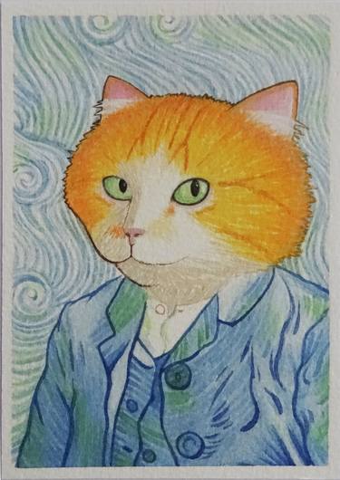Portrait of a Cat in the Style of Vincent Van Gogh thumb