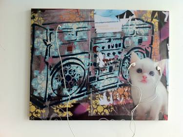 Original Pop Art Cats Mixed Media by Punk Sixty
